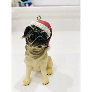 Pug Dog Wearing a Santa Hat Christmas Ornament Kurt Adler